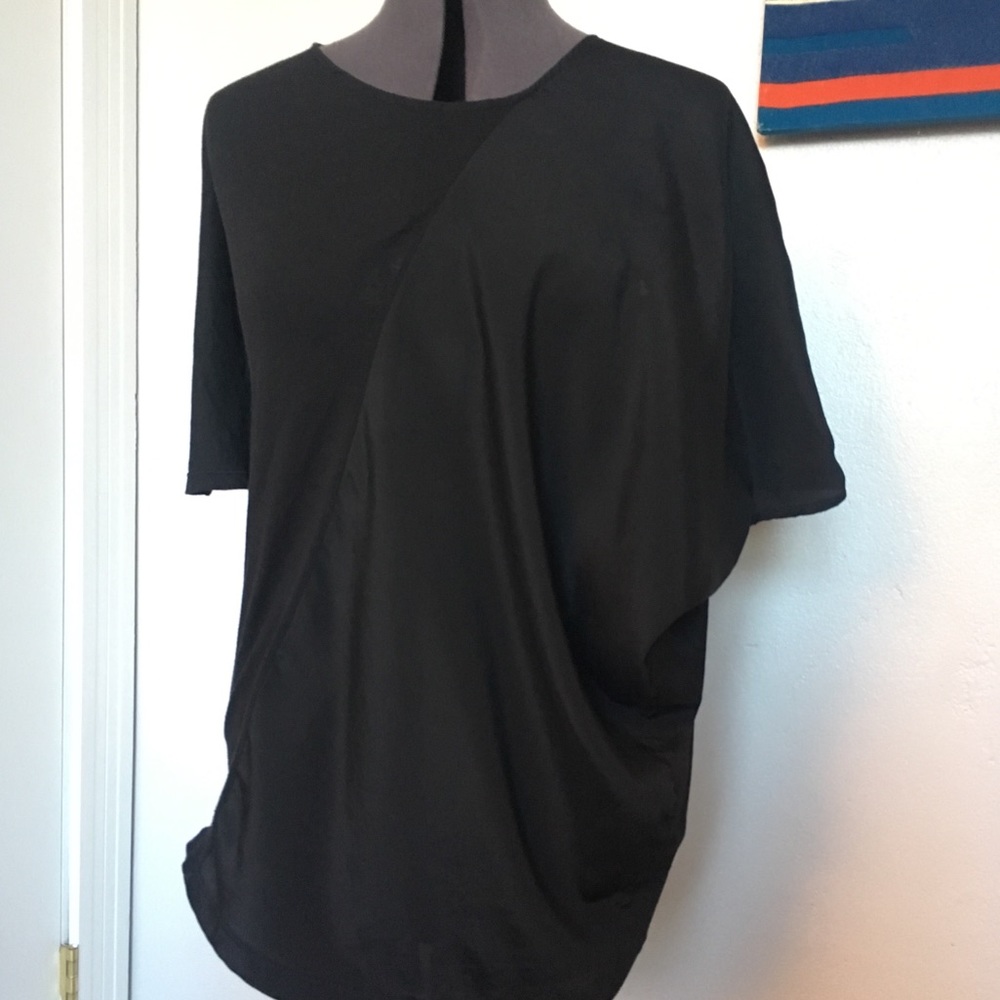 Beautiful mix material asymmetrical blouse
